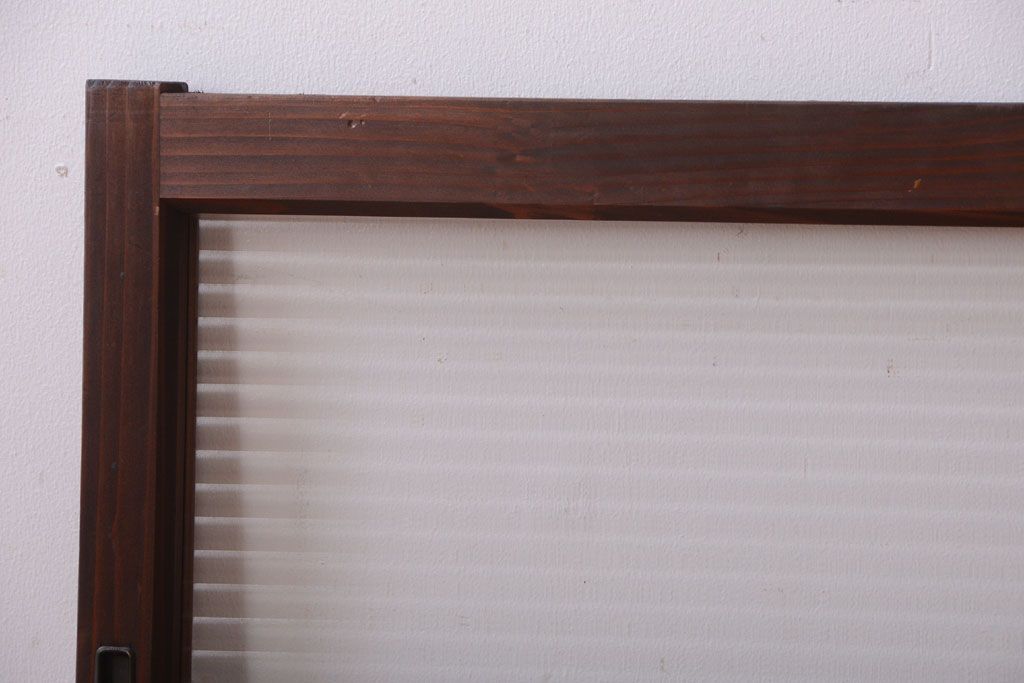 和製アンティーク　モールガラス入り!小さなガラス引き戸2枚セット