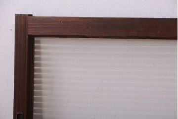 和製アンティーク　モールガラス入り!小さなガラス引き戸2枚セット