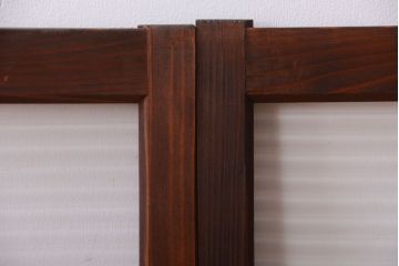 和製アンティーク　モールガラス入り!小さなガラス引き戸2枚セット