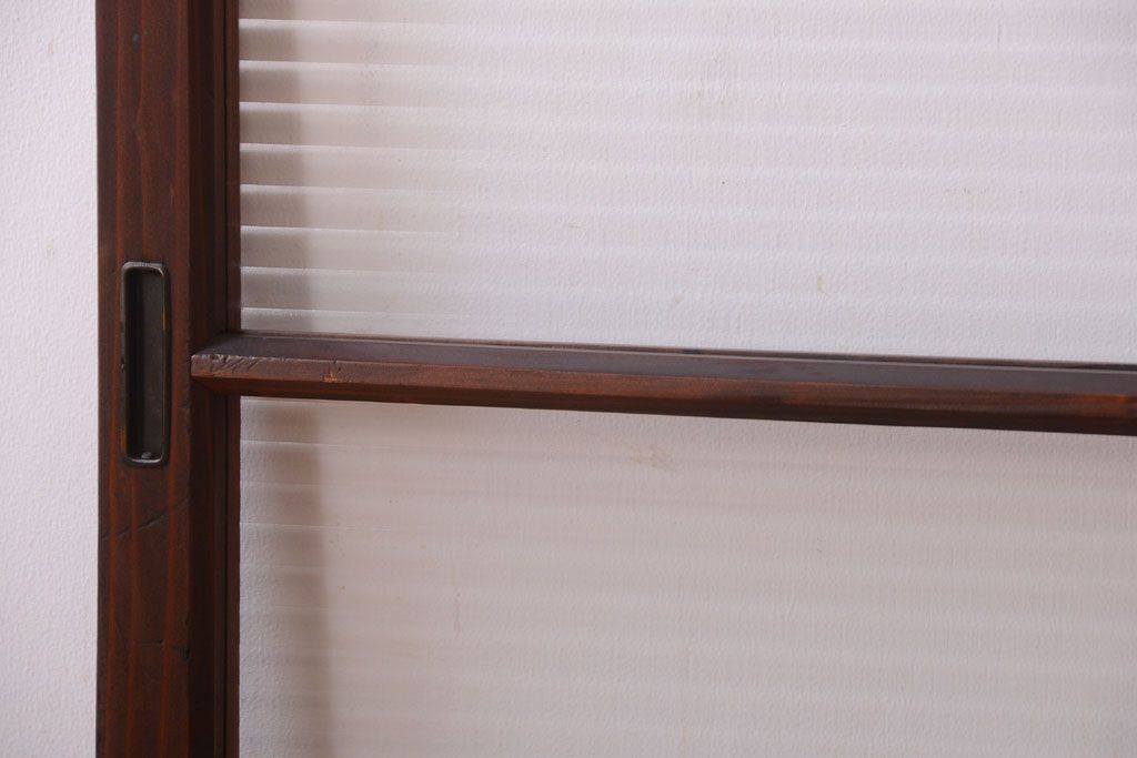 和製アンティーク　モールガラス入り!小さなガラス引き戸2枚セット