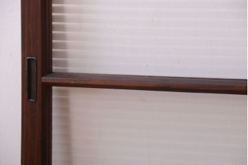 和製アンティーク　モールガラス入り!小さなガラス引き戸2枚セット