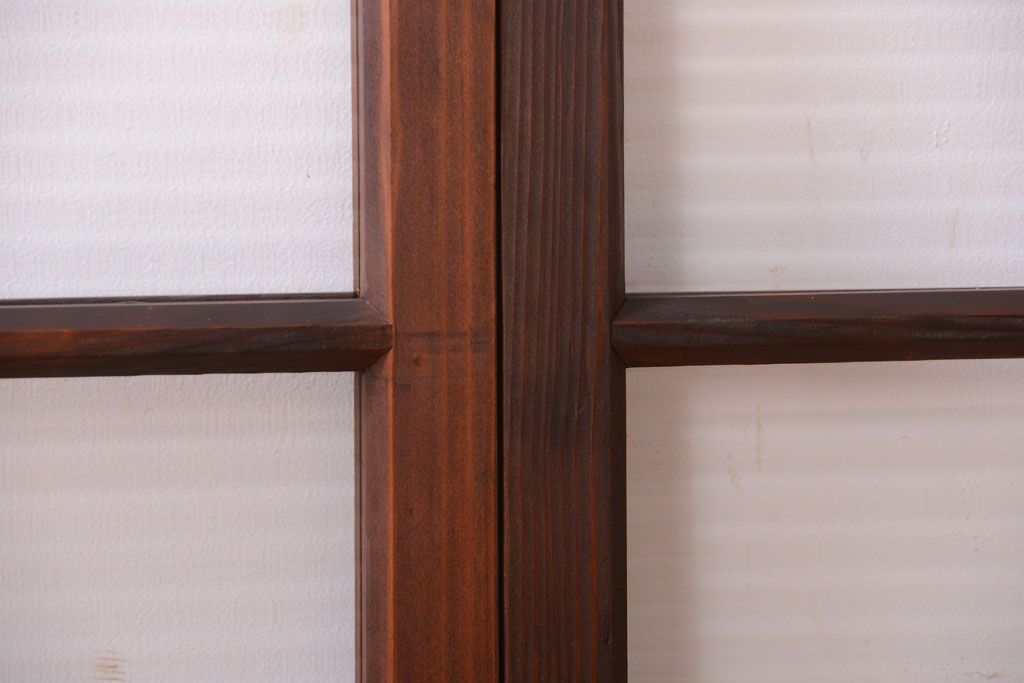 和製アンティーク　モールガラス入り!小さなガラス引き戸2枚セット