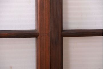 和製アンティーク　モールガラス入り!小さなガラス引き戸2枚セット