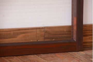 和製アンティーク　モールガラス入り!小さなガラス引き戸2枚セット