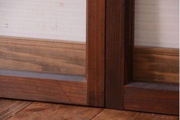 和製アンティーク　モールガラス入り!小さなガラス引き戸2枚セット