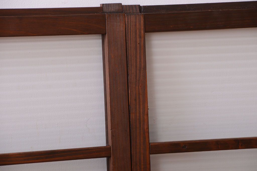 和製アンティーク　モールガラス入り!小さなガラス引き戸2枚セット