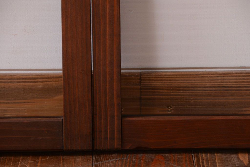 和製アンティーク　モールガラス入り!小さなガラス引き戸2枚セット