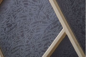 アンティーク　珍しい菱形デザイン!おしゃれな結霜ガラス引き戸2枚セット