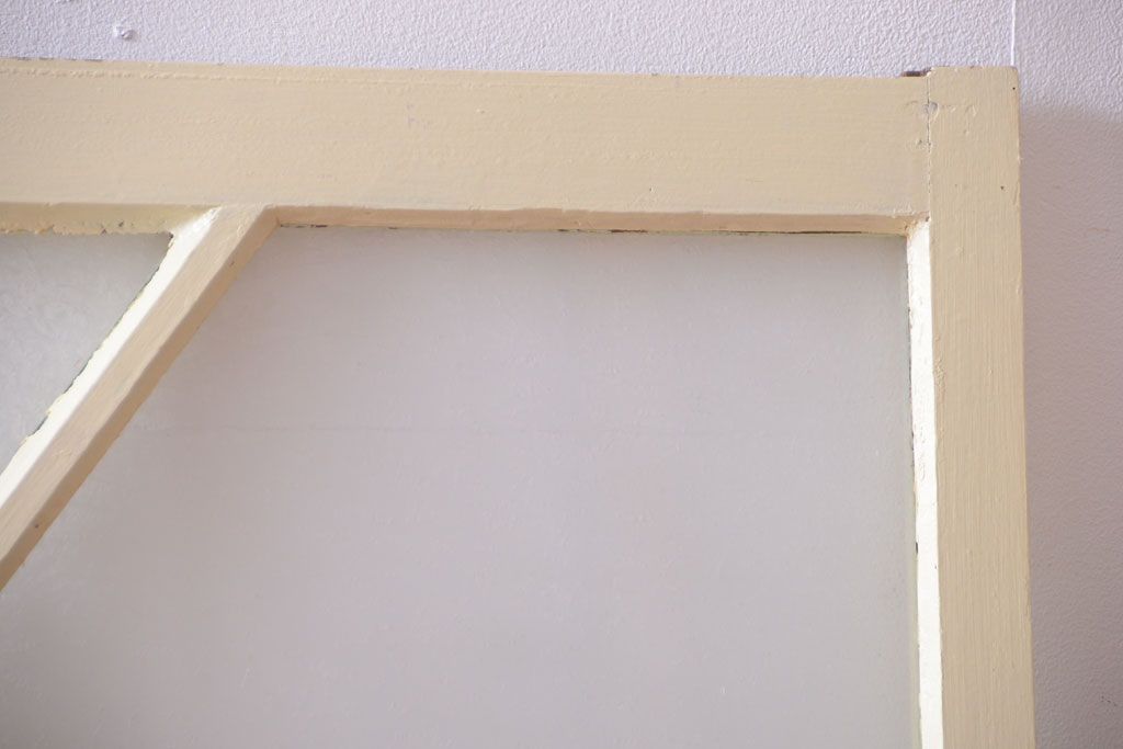 アンティーク　珍しい菱形デザイン!おしゃれな結霜ガラス引き戸2枚セット