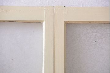 アンティーク　珍しい菱形デザイン!おしゃれな結霜ガラス引き戸2枚セット