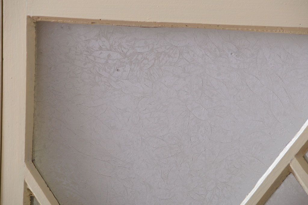 アンティーク　珍しい菱形デザイン!おしゃれな結霜ガラス引き戸2枚セット