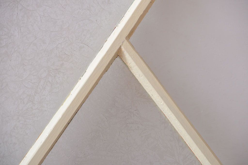 アンティーク　珍しい菱形デザイン!おしゃれな結霜ガラス引き戸2枚セット