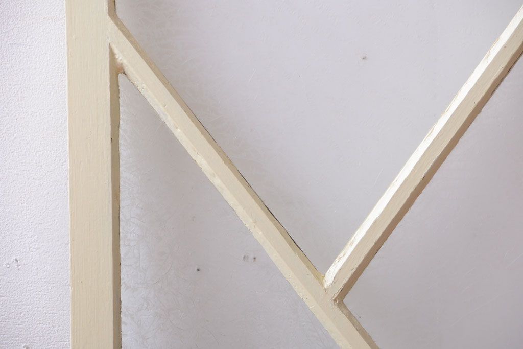 アンティーク　珍しい菱形デザイン!おしゃれな結霜ガラス引き戸2枚セット