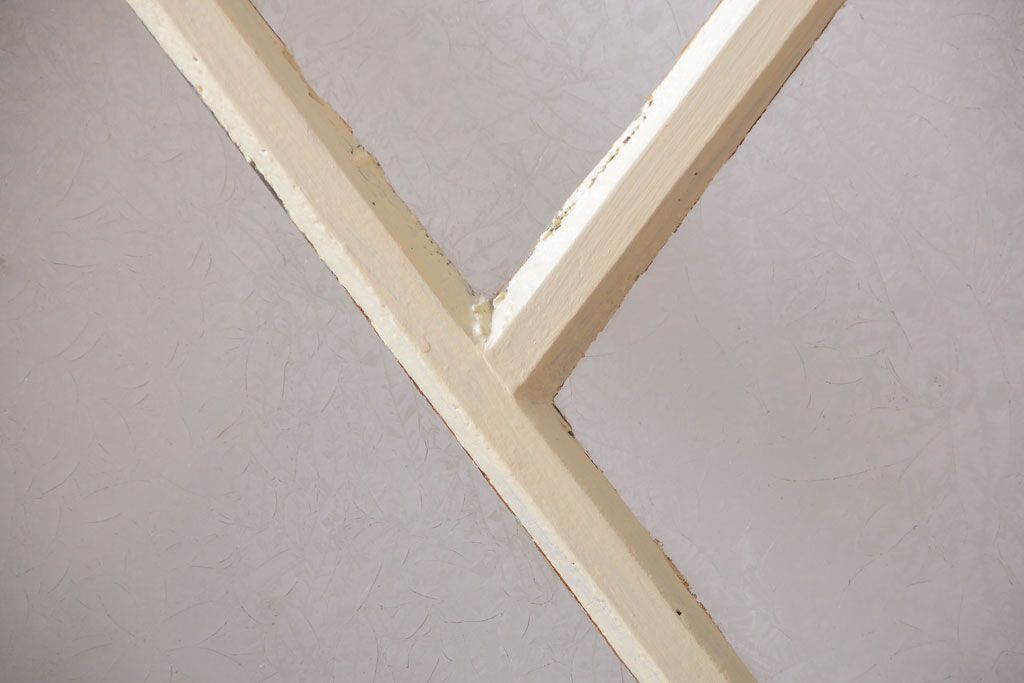 アンティーク　珍しい菱形デザイン!おしゃれな結霜ガラス引き戸2枚セット