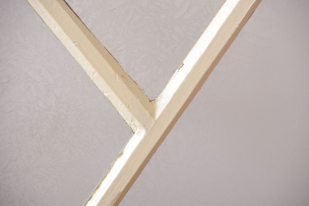 アンティーク　珍しい菱形デザイン!おしゃれな結霜ガラス引き戸2枚セット