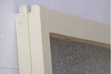 アンティーク　珍しい菱形デザイン!おしゃれな結霜ガラス引き戸2枚セット