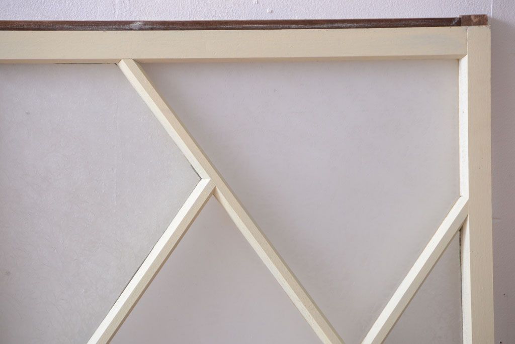 アンティーク　珍しい菱形デザイン!おしゃれな結霜ガラス引き戸2枚セット