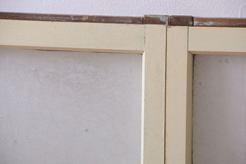 アンティーク　珍しい菱形デザイン!おしゃれな結霜ガラス引き戸2枚セット