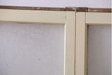 アンティーク　珍しい菱形デザイン!おしゃれな結霜ガラス引き戸2枚セット