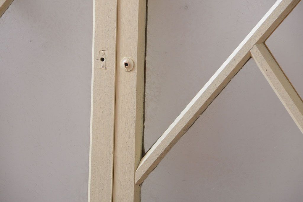 アンティーク　珍しい菱形デザイン!おしゃれな結霜ガラス引き戸2枚セット