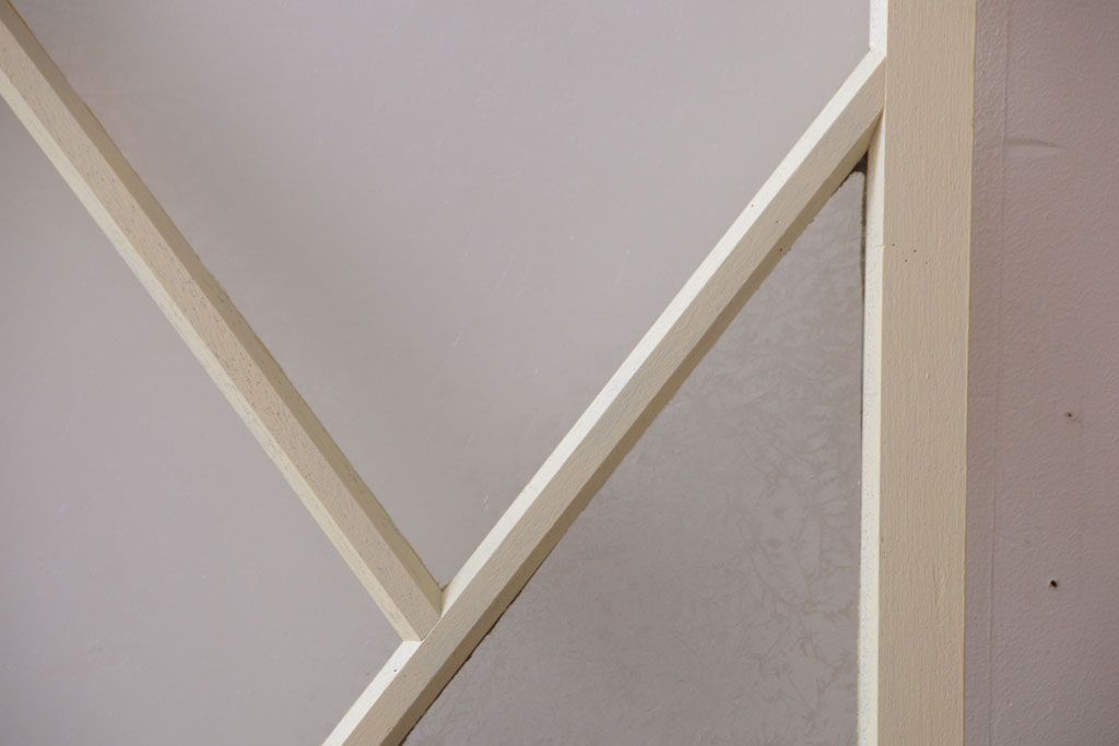 アンティーク　珍しい菱形デザイン!おしゃれな結霜ガラス引き戸2枚セット