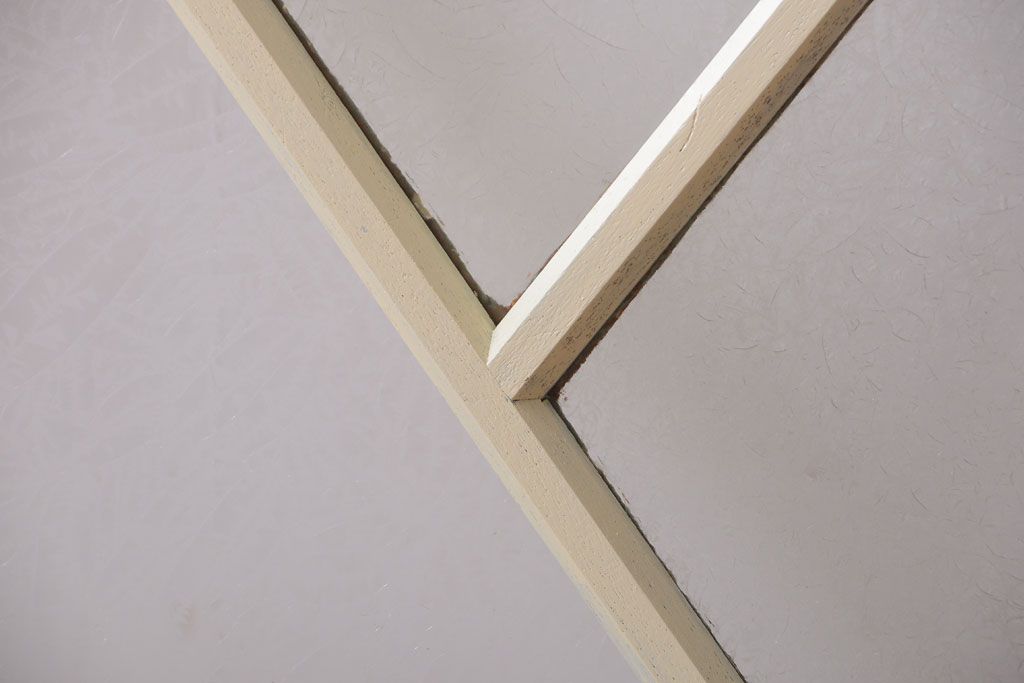 アンティーク　珍しい菱形デザイン!おしゃれな結霜ガラス引き戸2枚セット