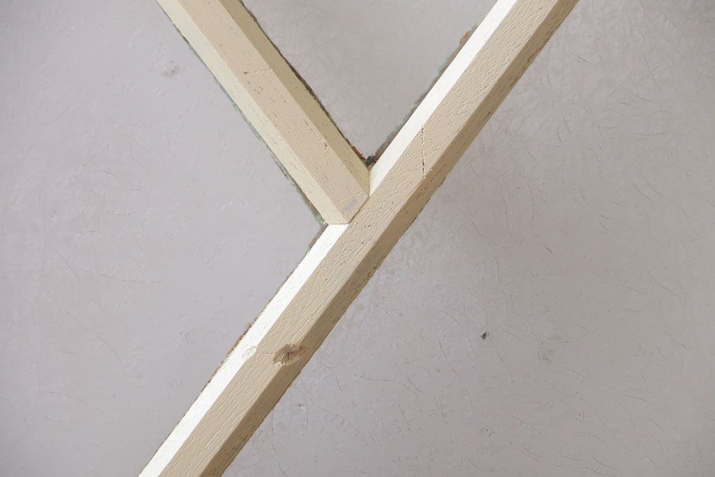 アンティーク　珍しい菱形デザイン!おしゃれな結霜ガラス引き戸2枚セット