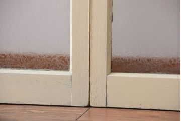 アンティーク　珍しい菱形デザイン!おしゃれな結霜ガラス引き戸2枚セット