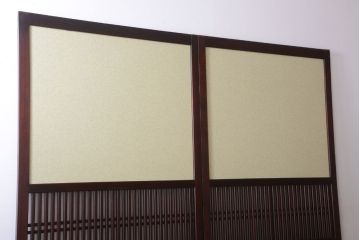 古民具・骨董 和紙貼りの上品な格子帯戸2枚セット(ガラス帯戸)