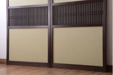 古民具・骨董 和紙貼りの上品な格子帯戸2枚セット(ガラス帯戸)
