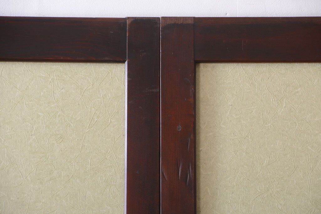 古民具・骨董 和紙貼りの上品な格子帯戸2枚セット(ガラス帯戸)