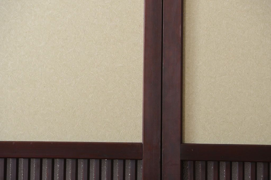 古民具・骨董 和紙貼りの上品な格子帯戸2枚セット(ガラス帯戸)