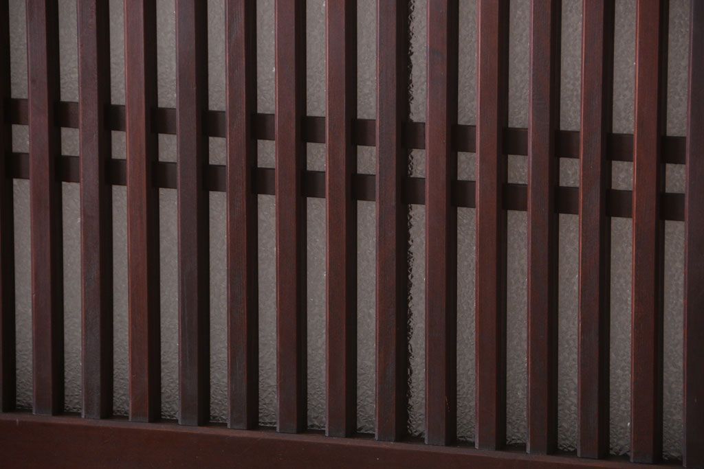 古民具・骨董 和紙貼りの上品な格子帯戸2枚セット(ガラス帯戸)