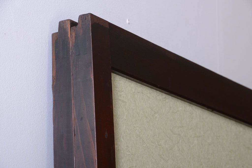 古民具・骨董 和紙貼りの上品な格子帯戸2枚セット(ガラス帯戸)