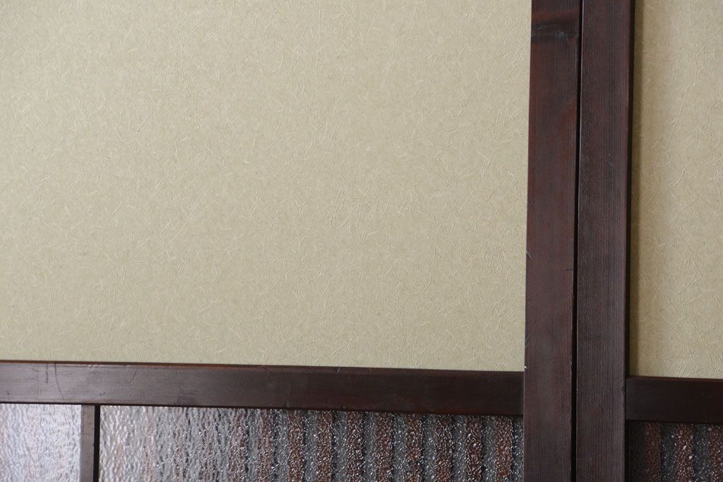 古民具・骨董 和紙貼りの上品な格子帯戸2枚セット(ガラス帯戸)
