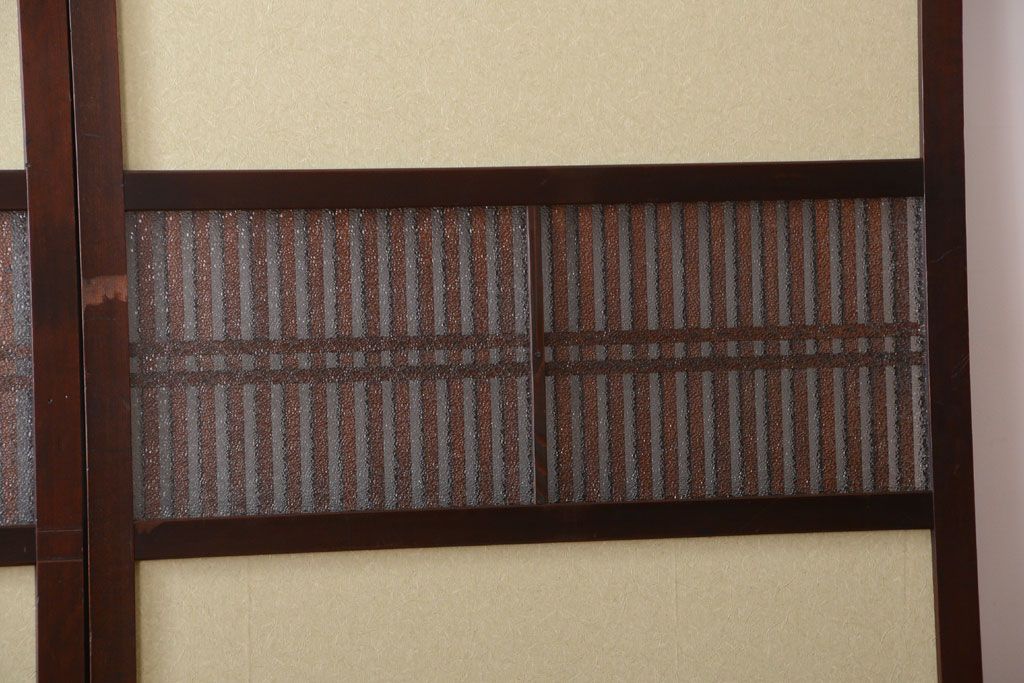 古民具・骨董 和紙貼りの上品な格子帯戸2枚セット(ガラス帯戸)