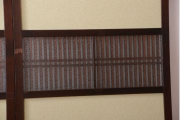 古民具・骨董 和紙貼りの上品な格子帯戸2枚セット(ガラス帯戸)