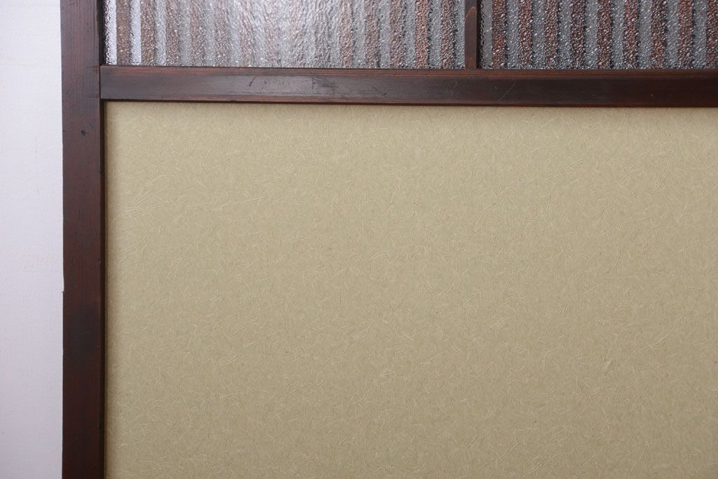 古民具・骨董 和紙貼りの上品な格子帯戸2枚セット(ガラス帯戸)