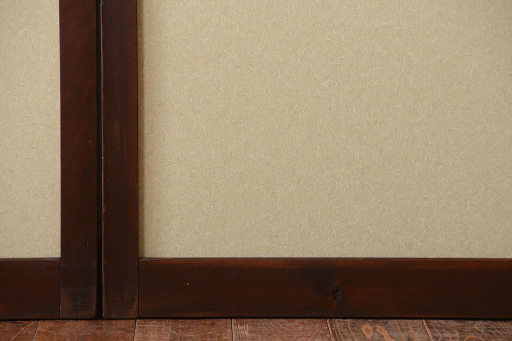 古民具・骨董 和紙貼りの上品な格子帯戸2枚セット(ガラス帯戸)