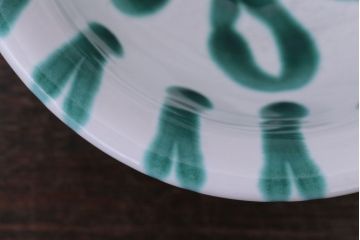 アンティーク雑貨　オーストリア　GMUNDNER KERAMIK(グムンドナーケラミック)　Grungeflammt(グリュングフラムト)シリーズ　スープカップ2客皿4枚セット