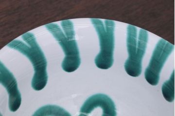 アンティーク雑貨　オーストリア　GMUNDNER KERAMIK(グムンドナーケラミック)　Grungeflammt(グリュングフラムト)シリーズ　スープカップ2客皿4枚セット