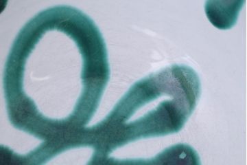 アンティーク雑貨　オーストリア　GMUNDNER KERAMIK(グムンドナーケラミック)　Grungeflammt(グリュングフラムト)シリーズ　スープカップ2客皿4枚セット