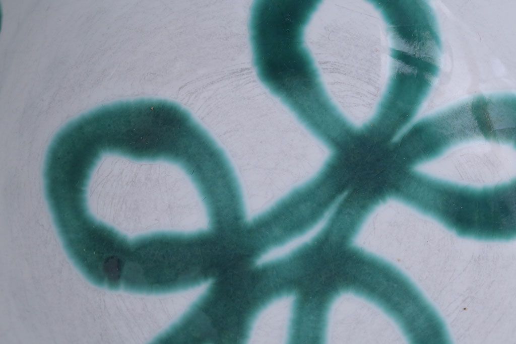 アンティーク雑貨　オーストリア　GMUNDNER KERAMIK(グムンドナーケラミック)　Grungeflammt(グリュングフラムト)シリーズ　スープカップ2客皿4枚セット