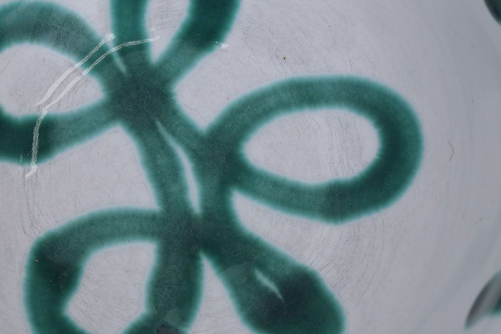 アンティーク雑貨　オーストリア　GMUNDNER KERAMIK(グムンドナーケラミック)　Grungeflammt(グリュングフラムト)シリーズ　スープカップ2客皿4枚セット