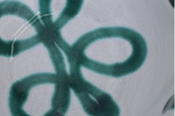 アンティーク雑貨　オーストリア　GMUNDNER KERAMIK(グムンドナーケラミック)　Grungeflammt(グリュングフラムト)シリーズ　スープカップ2客皿4枚セット