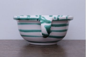 アンティーク雑貨　オーストリア　GMUNDNER KERAMIK(グムンドナーケラミック)　Grungeflammt(グリュングフラムト)シリーズ　スープカップ2客皿4枚セット