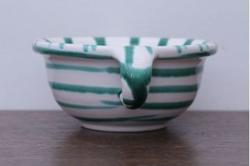 アンティーク雑貨　オーストリア　GMUNDNER KERAMIK(グムンドナーケラミック)　Grungeflammt(グリュングフラムト)シリーズ　スープカップ2客皿4枚セット