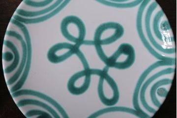 アンティーク雑貨　オーストリア　GMUNDNER KERAMIK(グムンドナーケラミック)　Grungeflammt(グリュングフラムト)シリーズ　スープカップ2客皿4枚セット