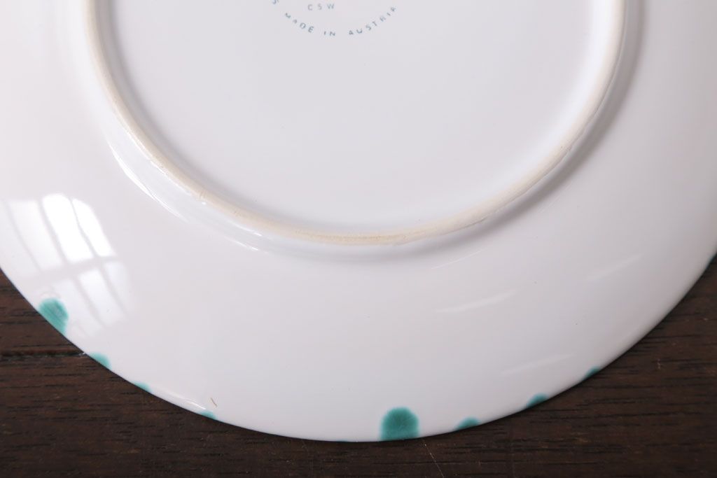 アンティーク雑貨　オーストリア　GMUNDNER KERAMIK(グムンドナーケラミック)　Grungeflammt(グリュングフラムト)シリーズ　スープカップ2客皿4枚セット