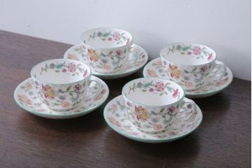 アンティーク雑貨　イギリスMINTON(ミントン)　Haddon Hall(ハドンホール)　カップ&ソーサー4客セット
